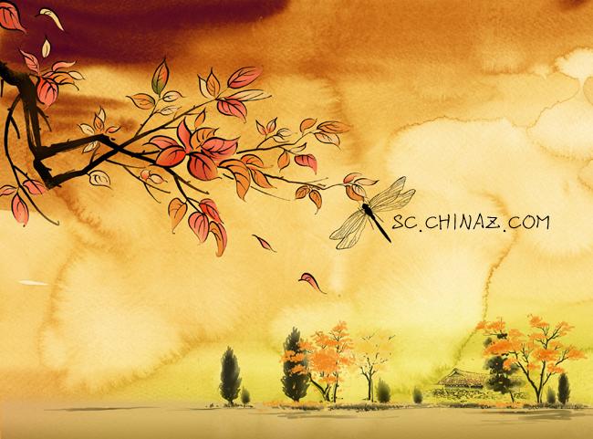 秋天背景设计模板PSD_珊瑚贝
