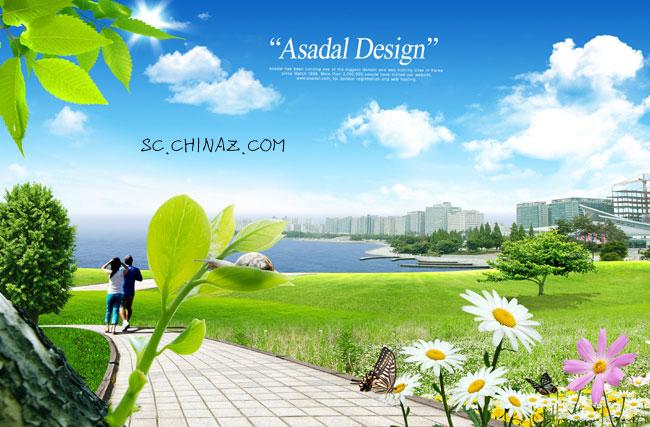 韩国城市景观PSD模板_珊瑚贝