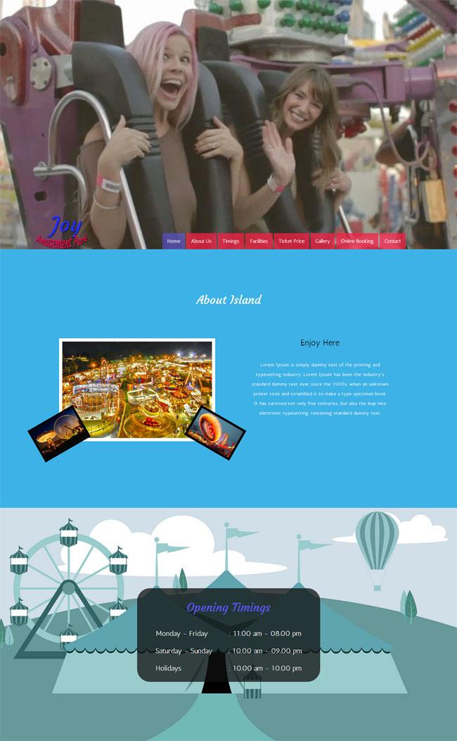 快乐游乐园HTML5网页模板_珊瑚贝