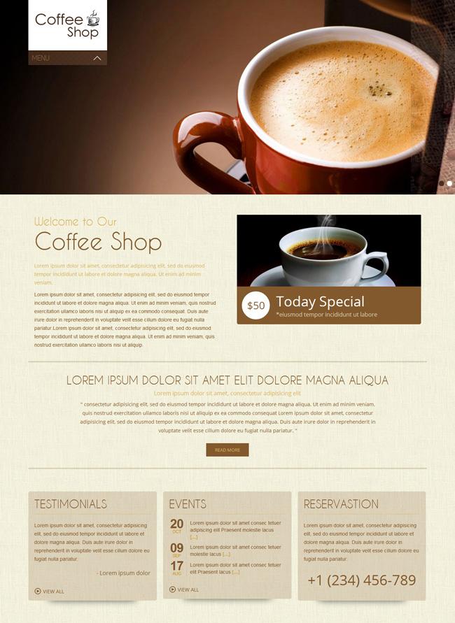 html5咖啡店主题模版_珊瑚贝