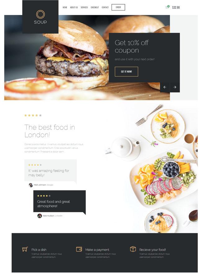HTML5餐厅美食网站模板_珊瑚贝