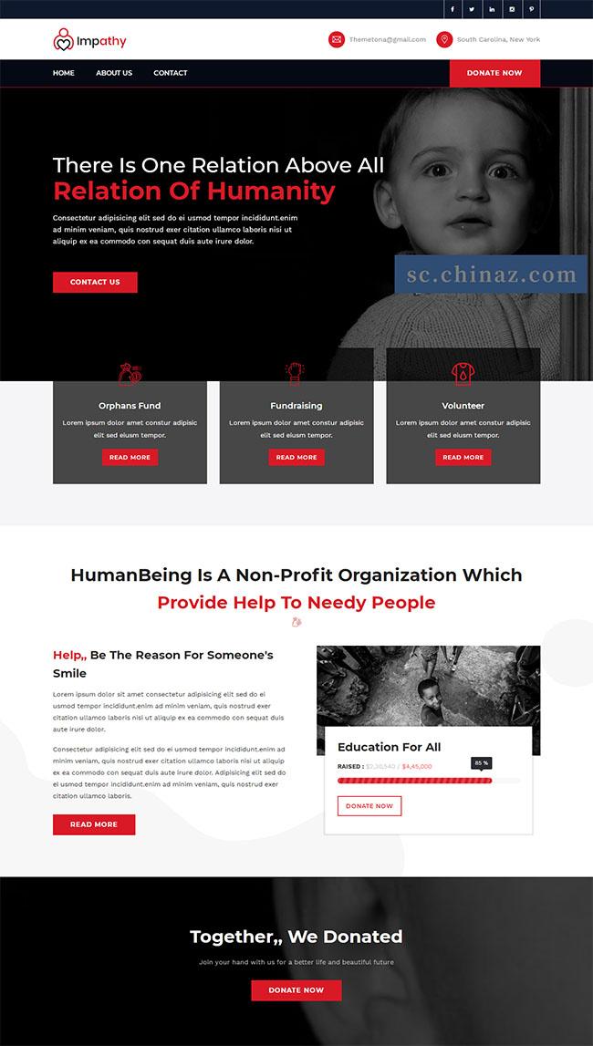 儿童慈善组织捐款HTML5模板_珊瑚贝