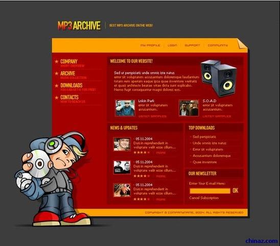MP3音乐网页模板_珊瑚贝