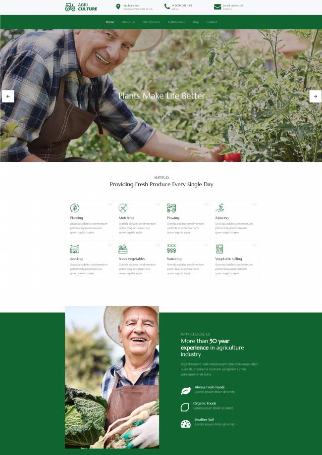 绿色有机果蔬农场Bootstrap模板_珊瑚贝