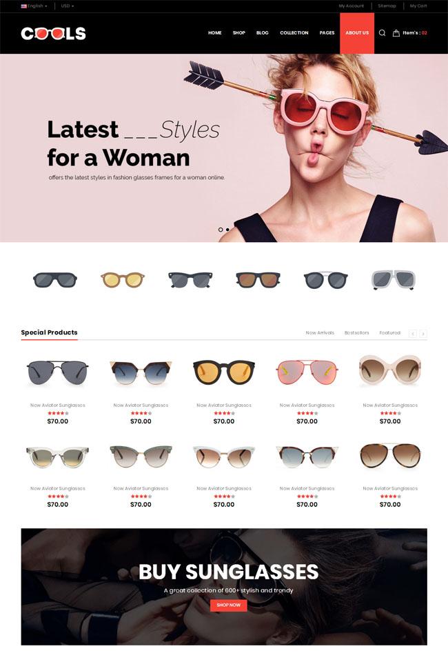 眼镜网上商城HTML5模板_珊瑚贝