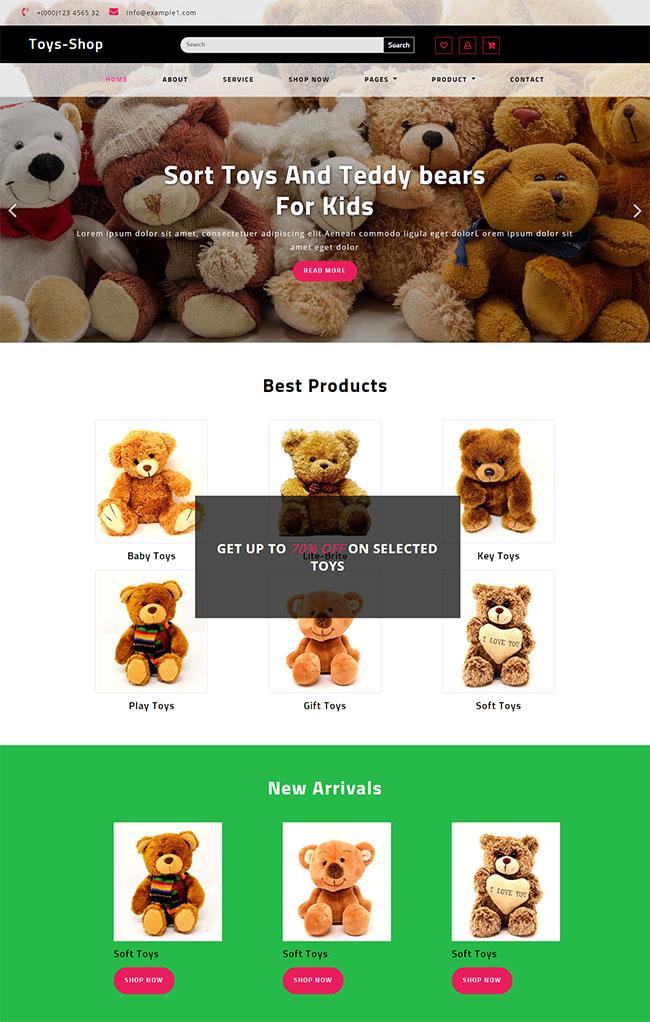 毛绒玩具网上商城HTML5模板_珊瑚贝
