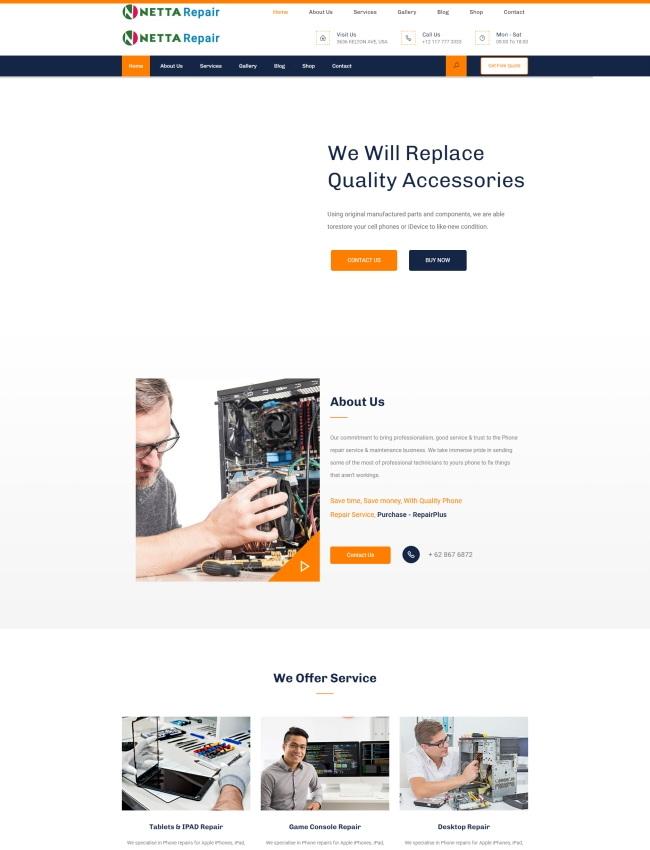 电子产品维修服务公司网站模板_珊瑚贝