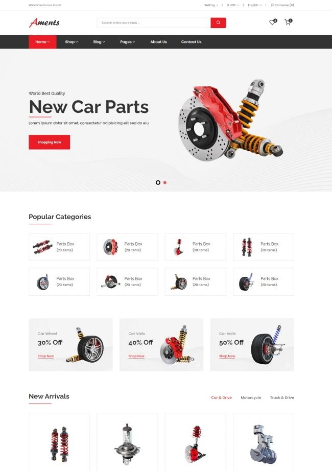 汽车配件商店HTML5网站模板_珊瑚贝