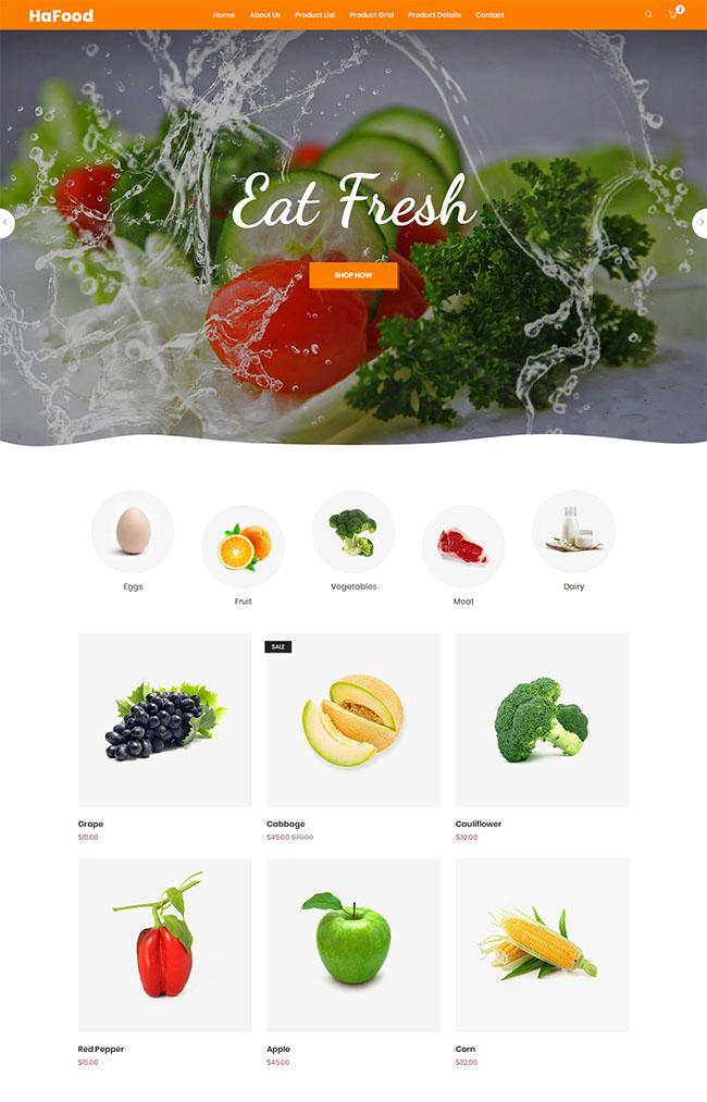 有机水果蔬菜HTML5模板_珊瑚贝