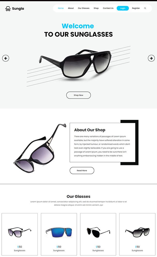 太阳镜网上商城页面模板_珊瑚贝