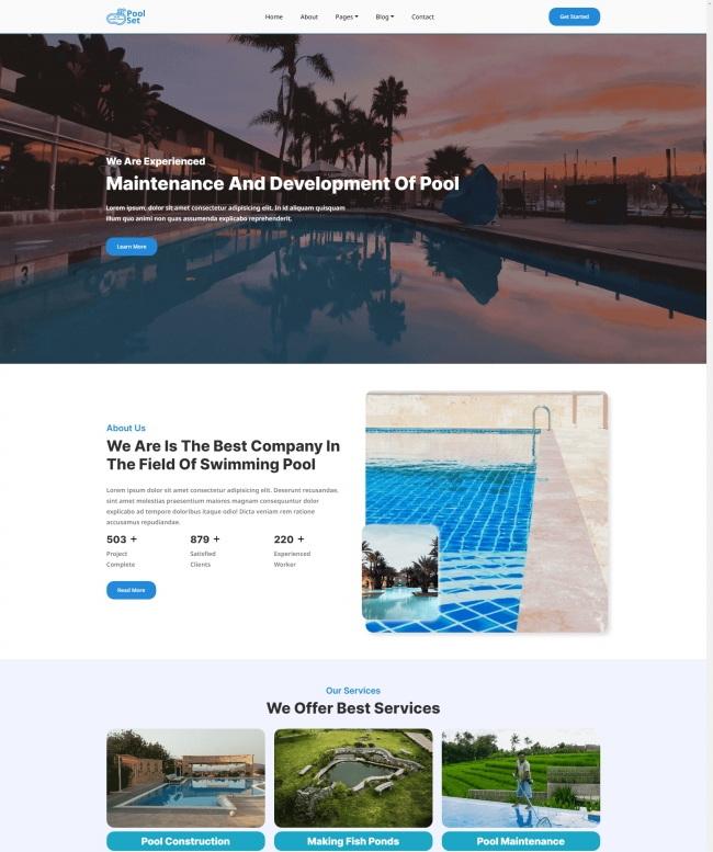 泳池专业清洁服务公司网站模板_珊瑚贝